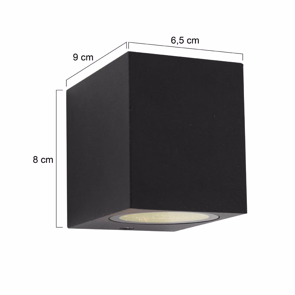 Buitenlamp 1-lichtswand vierk GU10, STEINHAUER, Logan Zwart, alu - Afbeelding 5