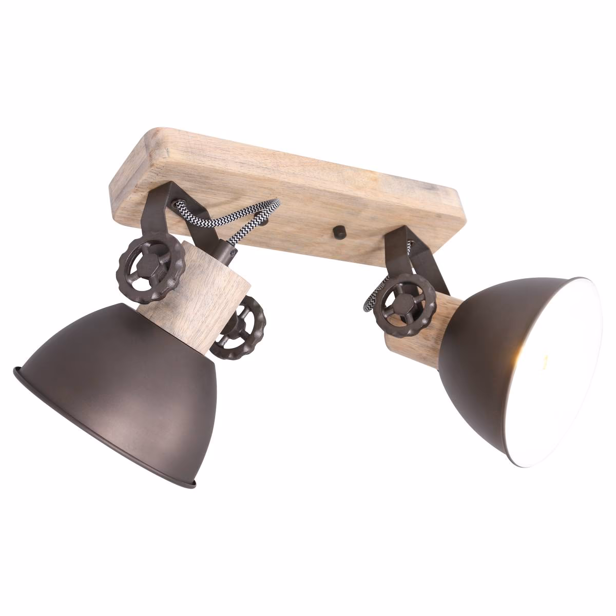 Plafondspot of wandspot 2-lichts E27, antraciet en hout, Gearwood, Mexlite - Afbeelding 3