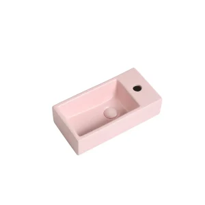 Fontein Mia 40.5x20x10.5cm mat roze inclusief afvoerplug rechts