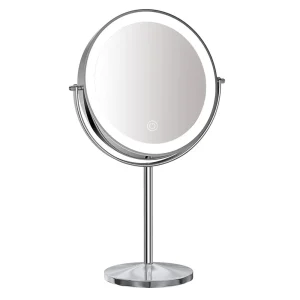Make-up spiegel staand 10x vergrotend met dimbare LED verlichting chroom